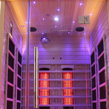 Venetian 2-Person Sauna:  Full Spectrum Indoor Premium Canadian Hemlock Low EMF Sauna 10 Heaters Chromotherapy Reflexology