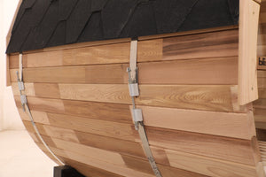 Canadian Red Cedar Outdoor Steam Barell Sauna | Full Glass Back | 70.87"H x 70.87"W x 70.87"D | 4-6 person