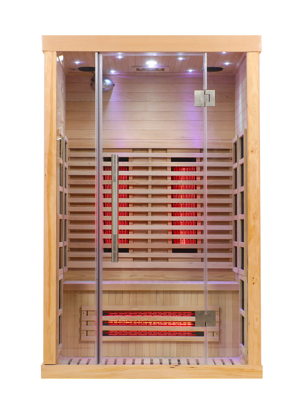 Venetian 2-Person Sauna:  Full Spectrum Indoor Premium Canadian Hemlock Low EMF Sauna 10 Heaters Chromotherapy Reflexology