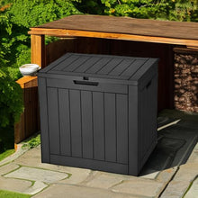 30 Gallon Deck Box Outdoor Storage Box, Waterproof Resin Package Delivery and Storage Box with Lockable Lid for Patio Furniture Cushions, Pool Accessories, Garden Tools, Black