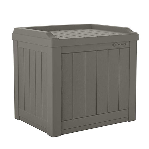 Outdoor Storage Box - 22 Gallon Stone Gray Resin Outdoor Deck Box with Seat, Weatherproof Patio Storage Bin Container for Keeping Cushions, Tools, & Towels for Pool, Yard, & Garden