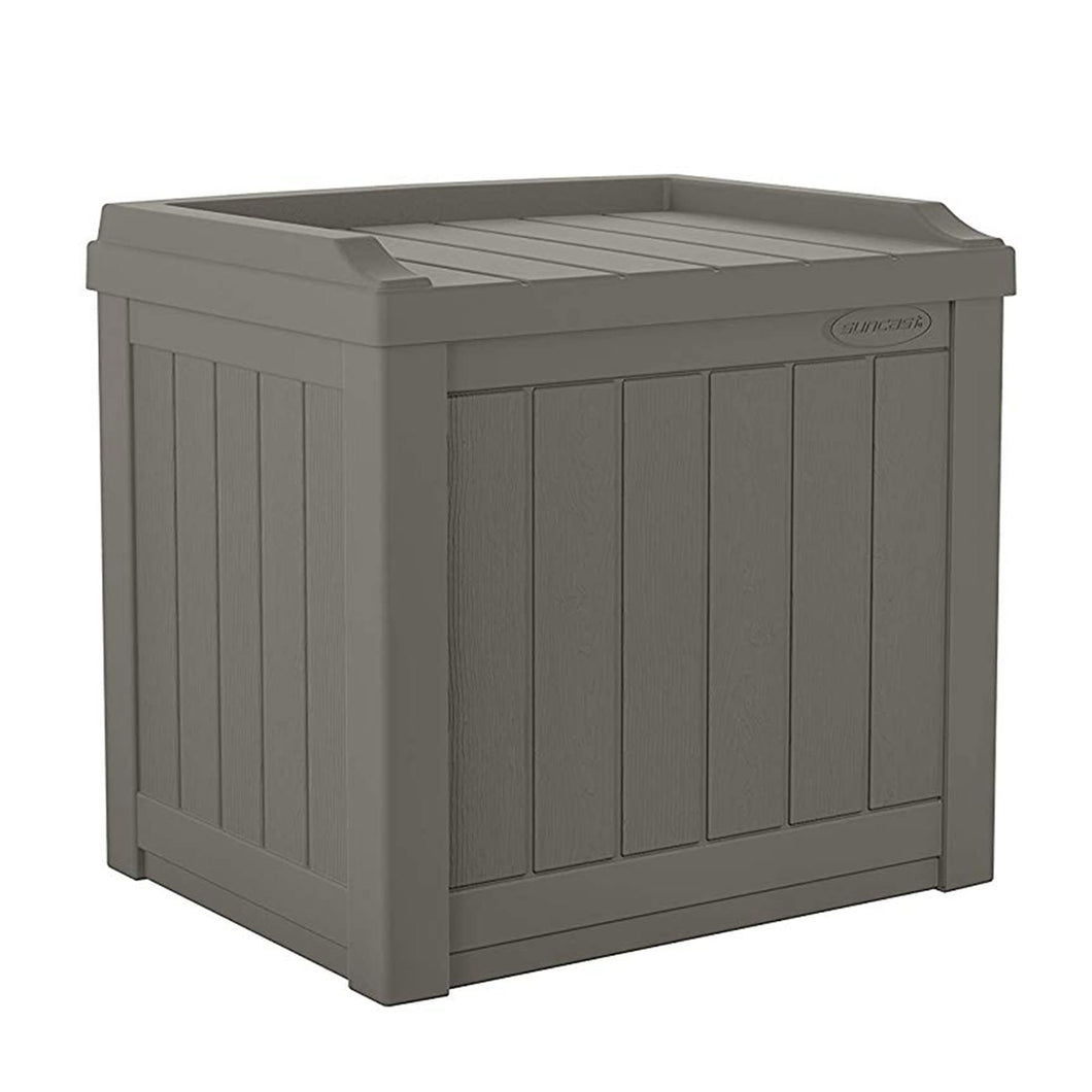 Outdoor Storage Box - 22 Gallon Stone Gray Resin Outdoor Deck Box with Seat, Weatherproof Patio Storage Bin Container for Keeping Cushions, Tools, & Towels for Pool, Yard, & Garden