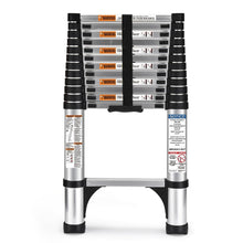 Telescoping Ladder : 12.5 FT Aluminum Lightweight Extension Ladder with 2 Triangle Stabilizers, Heavy Duty 250lbs Max Capacity, Multi-Purpose Collapsible Ladder for RV or Outdoor Work