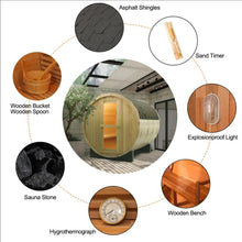 Outdoor Barrel Steam Sauna, Canadian Red Cedar for 3-4 Person