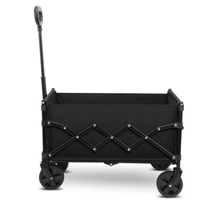 Foldable Utility Wagon Cart with Wheels and Telescopic Handle for Gardening Camping Shopping and Outdoor Sport