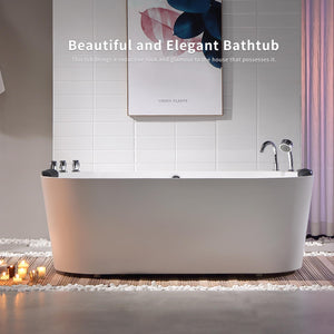 Acrylic Freestanding Tub Hydromassage Oval Shaped Whirlpool 8 Water Jets Soaking SPA