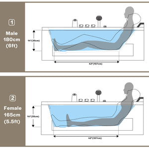 Whirlpool Bathtub, 67-Inch Jetted Bathtub, Hydro Massage