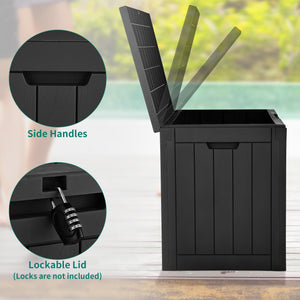30 Gallon Deck Box Outdoor Storage Box, Waterproof Resin Package Delivery and Storage Box with Lockable Lid for Patio Furniture Cushions, Pool Accessories, Garden Tools, Black