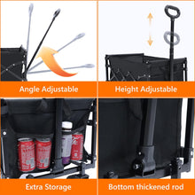 Foldable Utility Wagon Cart with Wheels and Telescopic Handle for Gardening Camping Shopping and Outdoor Sport