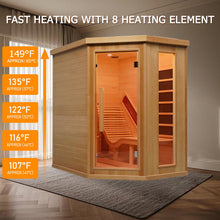 Infrared Wood Sauna, 1 or 2 Person Home Canadian Hemlock