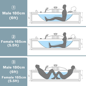Empava 59" Corner Whirlpool Bathtub for 2-Person, Luxury Jetted Spa Tub with 10 Hydro Massage Jets, Built-in Heater
