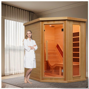 Infrared Wood Sauna, 1 or 2 Person Home Canadian Hemlock