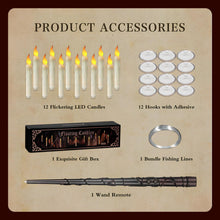 Halloween Decorations, 12PCS Floating Light Candles with Magic Wand Remote, Battery Operated Flameless LED Candles Halloween Decor for Halloween Spooky Theme Indoor Outdoor Décoration, Warm Light