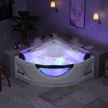 Empava 59" Corner Whirlpool Bathtub for 2-Person, Luxury Jetted Spa Tub with 10 Hydro Massage Jets, Built-in Heater