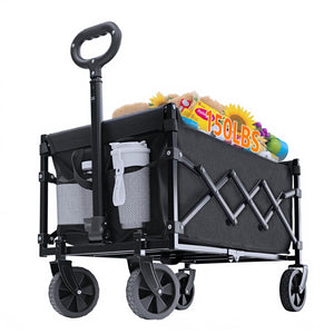 Foldable Utility Wagon Cart with Wheels and Telescopic Handle for Gardening Camping Shopping and Outdoor Sport