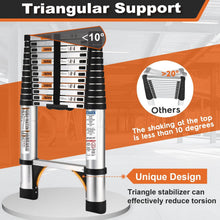 Telescoping Ladder : 12.5 FT Aluminum Lightweight Extension Ladder with 2 Triangle Stabilizers, Heavy Duty 250lbs Max Capacity, Multi-Purpose Collapsible Ladder for RV or Outdoor Work