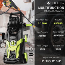 4500 PSI Pressure Washer, High Pressure Washer with 4 Quick Connect Nozzle & Foam Cannon & Filter, Power Washer for Cars/Fences/Driveways/Patio/Home Cleaning, Green