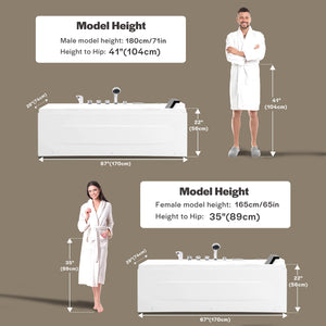 Whirlpool Bathtub, 67-Inch Jetted Bathtub, Hydro Massage