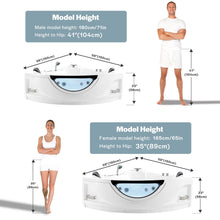 Empava 59" Corner Whirlpool Bathtub for 2-Person, Luxury Jetted Spa Tub with 10 Hydro Massage Jets, Built-in Heater