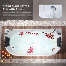 Acrylic Freestanding Tub Hydromassage Oval Shaped Whirlpool 8 Water Jets Soaking SPA