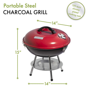 Cuisinart CCG-190RB Portable Charcoal Grill, 14-Inch, Red