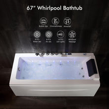 Whirlpool Bathtub, 67-Inch Jetted Bathtub, Hydro Massage