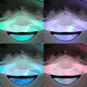 Empava 59" Corner Whirlpool Bathtub for 2-Person, Luxury Jetted Spa Tub with 10 Hydro Massage Jets, Built-in Heater