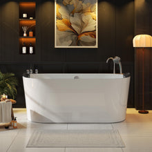 Acrylic Freestanding Tub Hydromassage Oval Shaped Whirlpool 8 Water Jets Soaking SPA