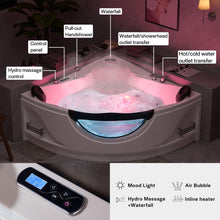 Empava 59" Corner Whirlpool Bathtub for 2-Person, Luxury Jetted Spa Tub with 10 Hydro Massage Jets, Built-in Heater