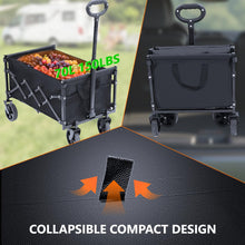 Foldable Utility Wagon Cart with Wheels and Telescopic Handle for Gardening Camping Shopping and Outdoor Sport