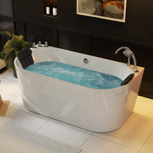 Acrylic Freestanding Tub Hydromassage Oval Shaped Whirlpool 8 Water Jets Soaking SPA