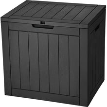 30 Gallon Deck Box Outdoor Storage Box, Waterproof Resin Package Delivery and Storage Box with Lockable Lid for Patio Furniture Cushions, Pool Accessories, Garden Tools, Black