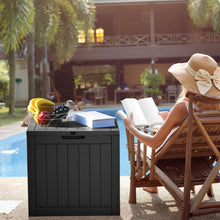 30 Gallon Deck Box Outdoor Storage Box, Waterproof Resin Package Delivery and Storage Box with Lockable Lid for Patio Furniture Cushions, Pool Accessories, Garden Tools, Black
