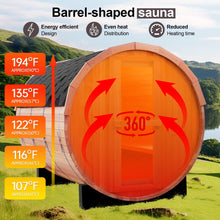 Outdoor Barrel Steam Sauna, Canadian Red Cedar for 3-4 Person