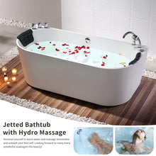 Acrylic Freestanding Tub Hydromassage Oval Shaped Whirlpool 8 Water Jets Soaking SPA