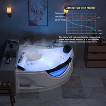 Empava 59" Corner Whirlpool Bathtub for 2-Person, Luxury Jetted Spa Tub with 10 Hydro Massage Jets, Built-in Heater
