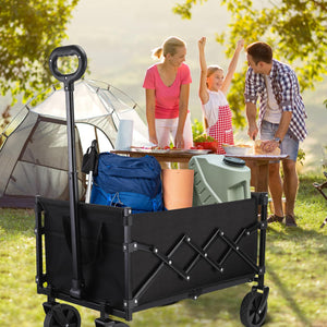 Foldable Utility Wagon Cart with Wheels and Telescopic Handle for Gardening Camping Shopping and Outdoor Sport