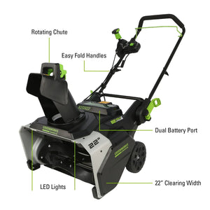 Greenworks Snow Thrower Blower Kit With 8Amp 82V Battery and Charger