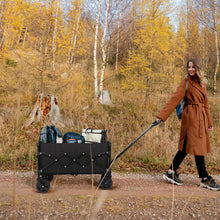Foldable Utility Wagon Cart with Wheels and Telescopic Handle for Gardening Camping Shopping and Outdoor Sport