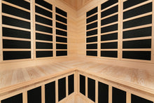 Vienna, Corner Spacious Infrared Sauna Canadian Hemlock Ultra Low EMF, 12 Heaters, 4-5 Persons