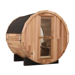 Canadian Red Cedar Outdoor Steam Barell Sauna | Full Glass Back | 70.87"H x 70.87"W x 70.87"D | 4-6 person
