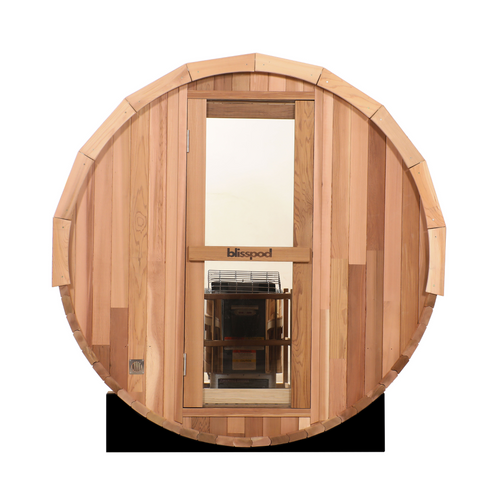 Canadian Red Cedar Outdoor Steam Barell Sauna | Full Glass Back | 70.87