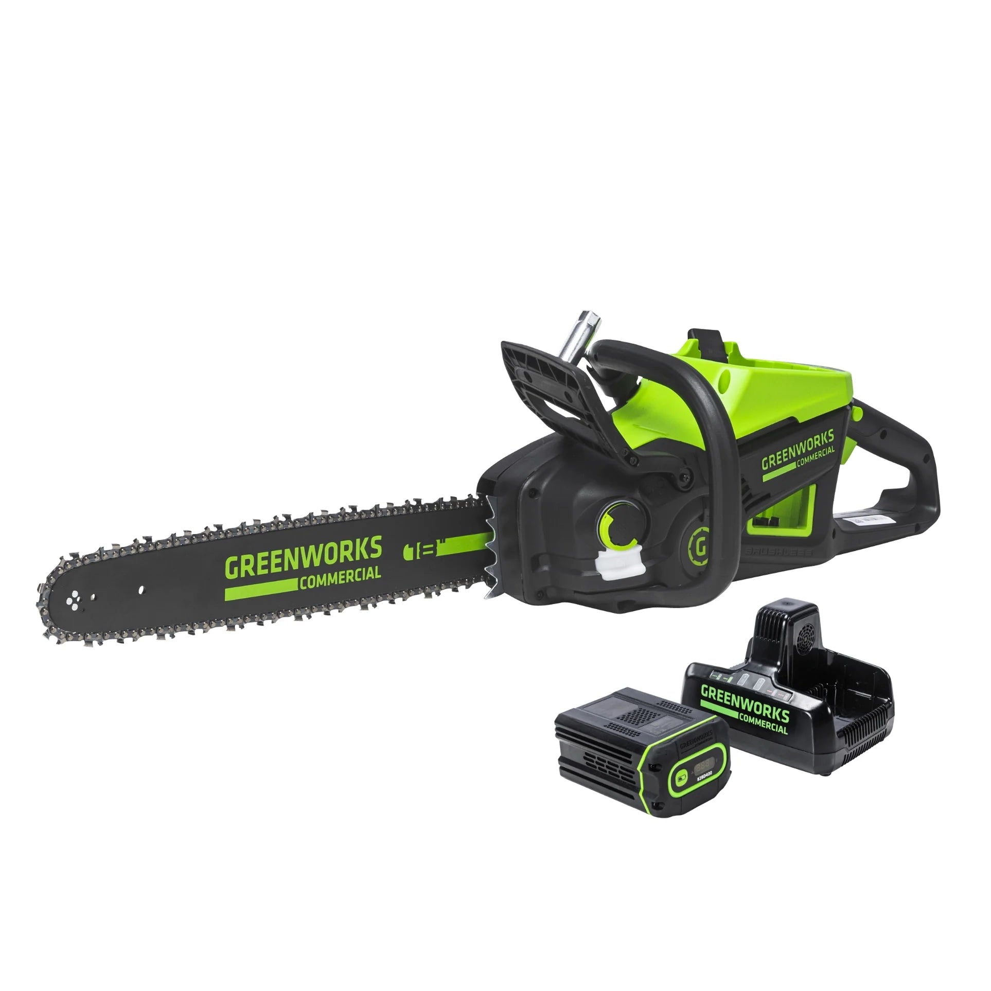 Greenworks Commercial 48 and 82 Volt Electric Chainsaw Kits