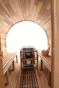 Canadian Red Cedar Outdoor Steam Barell Sauna | Full Glass Back | 70.87"H x 70.87"W x 70.87"D | 4-6 person