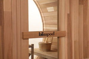 Canadian Red Cedar Outdoor Steam Barell Sauna | Full Glass Back | 70.87"H x 70.87"W x 70.87"D | 4-6 person