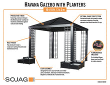 Black Aluminum Frame Gazebo With Planters