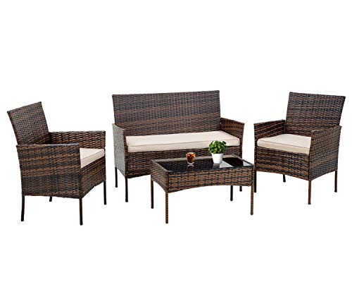 Patio Furniture 4 Piece Patio Set: Chairs  and Wicker Sofa