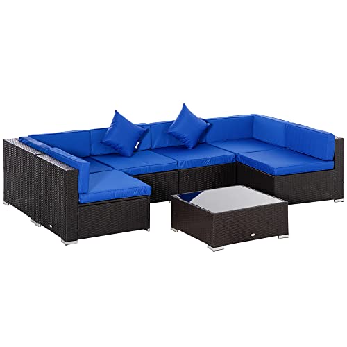 7 Pieces Outdoor Rattan Wicker Furniture Set