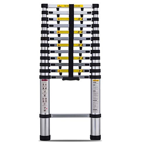 Anti Pinch Portable 12.5 Feet Aluminum Telescoping Extension Ladder
