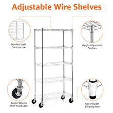 5-Shelf Adjustable, Heavy Duty Storage Shelving Unit on 4'' Wheel Casters